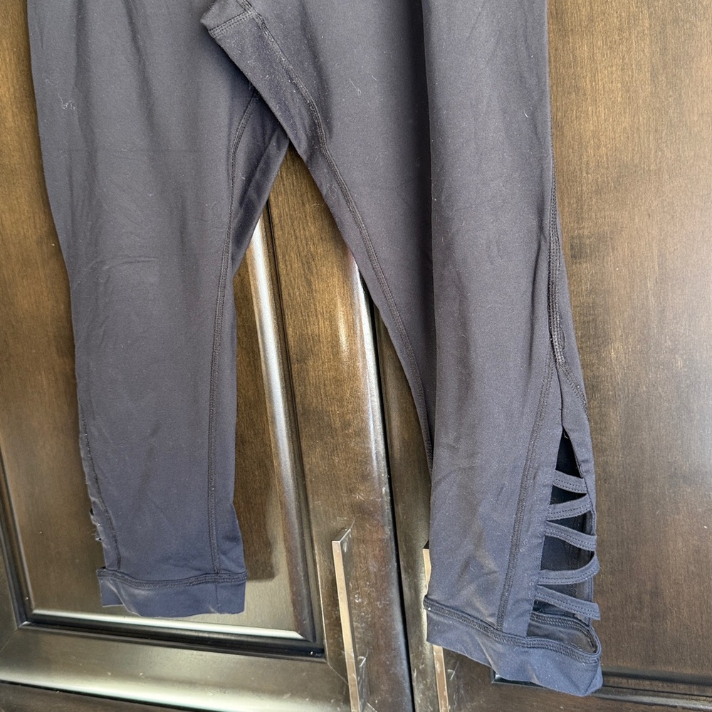 Black Cropped Leggings with ballet style Side Cutouts